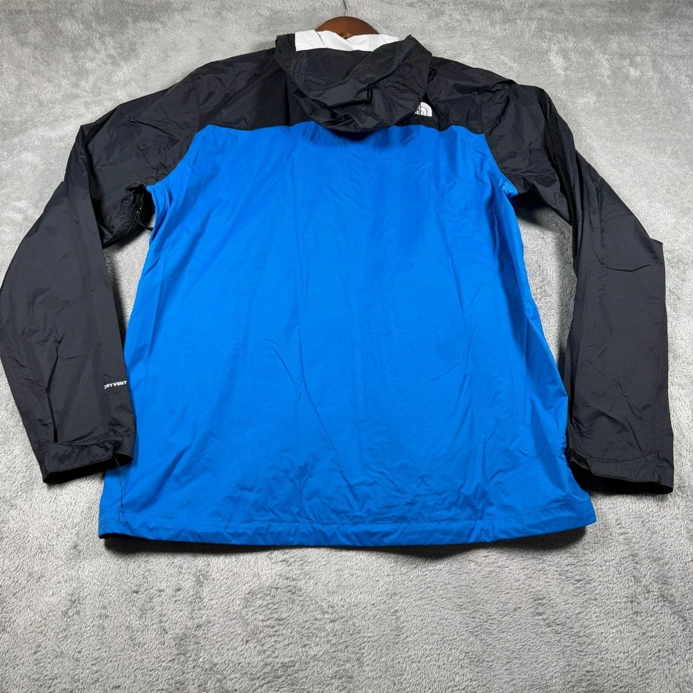 The North Face Dryvent Jacket Men Large Blue Black Hooded Waterproof Windbreaker